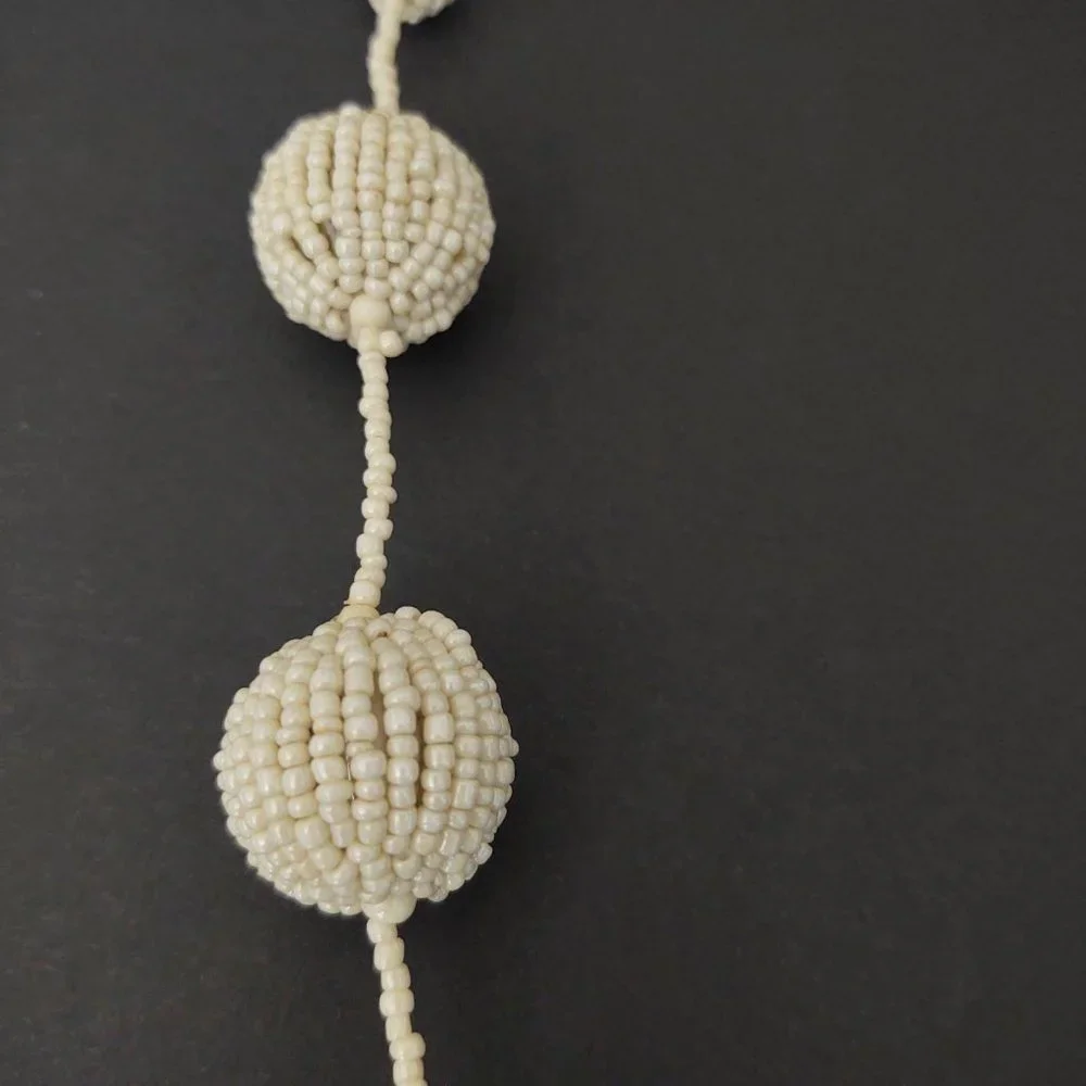 Coldwater Creek long cream seed bead ball necklace